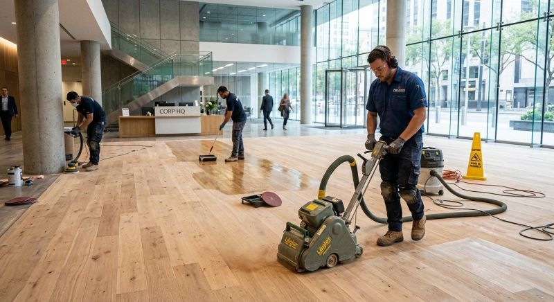 Our team working on Wood Floor Service projects in Saco, ME