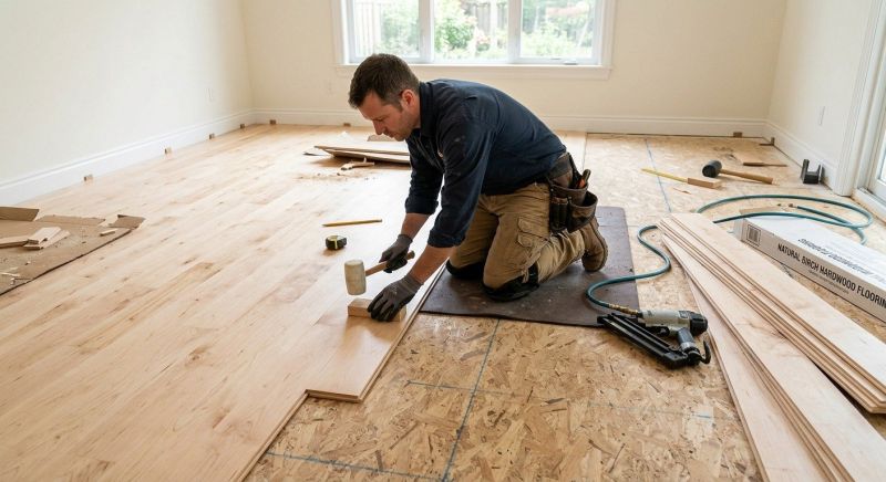 Birch Floor Installation in Saco, ME