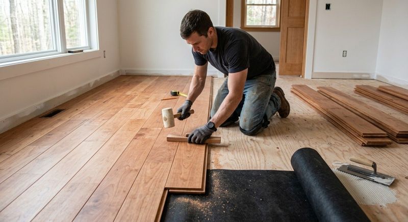 Cherry Floor Installation in Cumberland County, ME