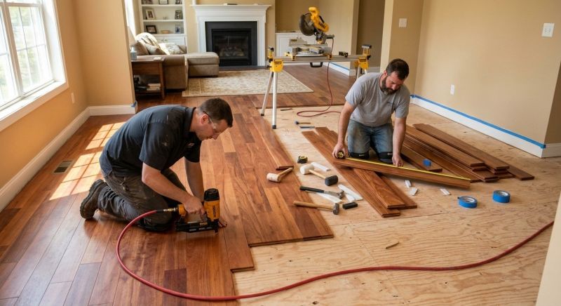 Cherry Floor Installation in Long Island, ME