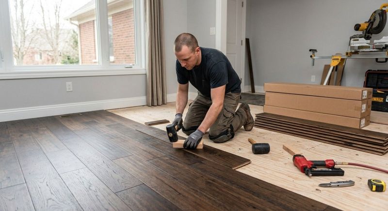 Dark Wood Floor Installation in Saco, ME