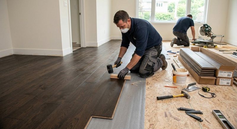 Dark Wood Floor Installation in Saco, ME