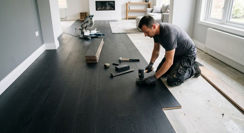 Dark Wood Floor Installation in Saco, ME