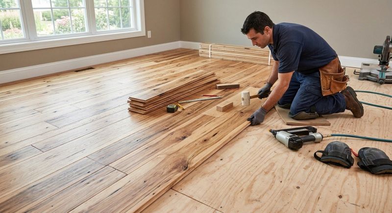Hickory Floor Installation in Saco, ME