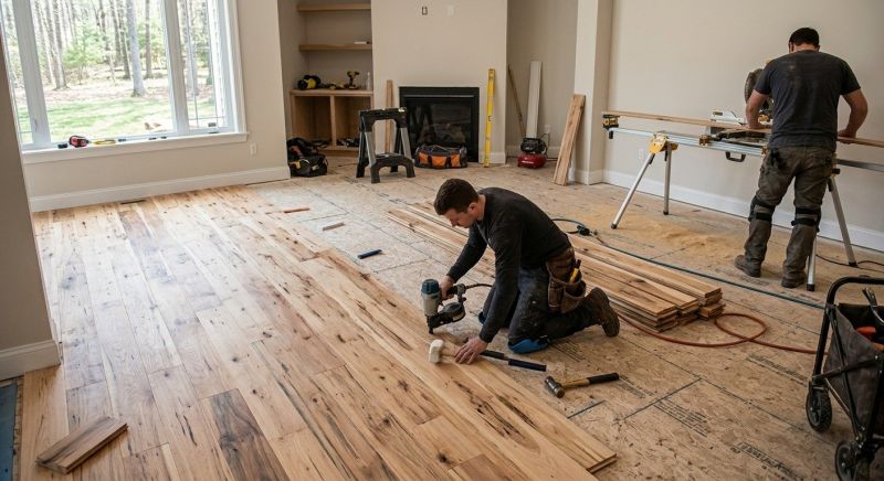 Hickory Floor Installation in Saco, ME