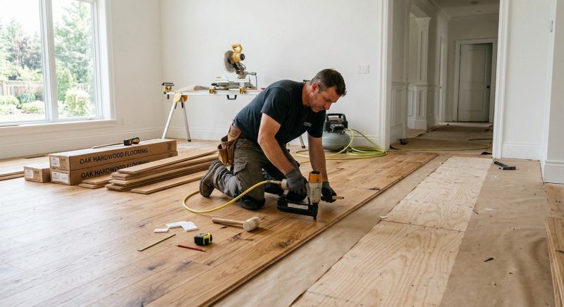 Oak Floor Installation in Wells, ME
