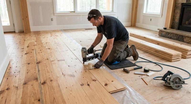 Pine Floor Installation in Saco, ME